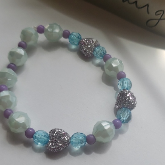 Girl's Purple Glitter Heart Bracelet - Picture 3 of 3